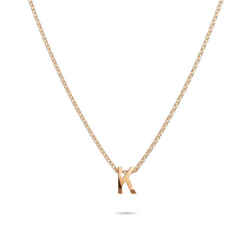 Initials Brick Alphabet Letter Necklace Rose Gold Layered Steel Jewellery